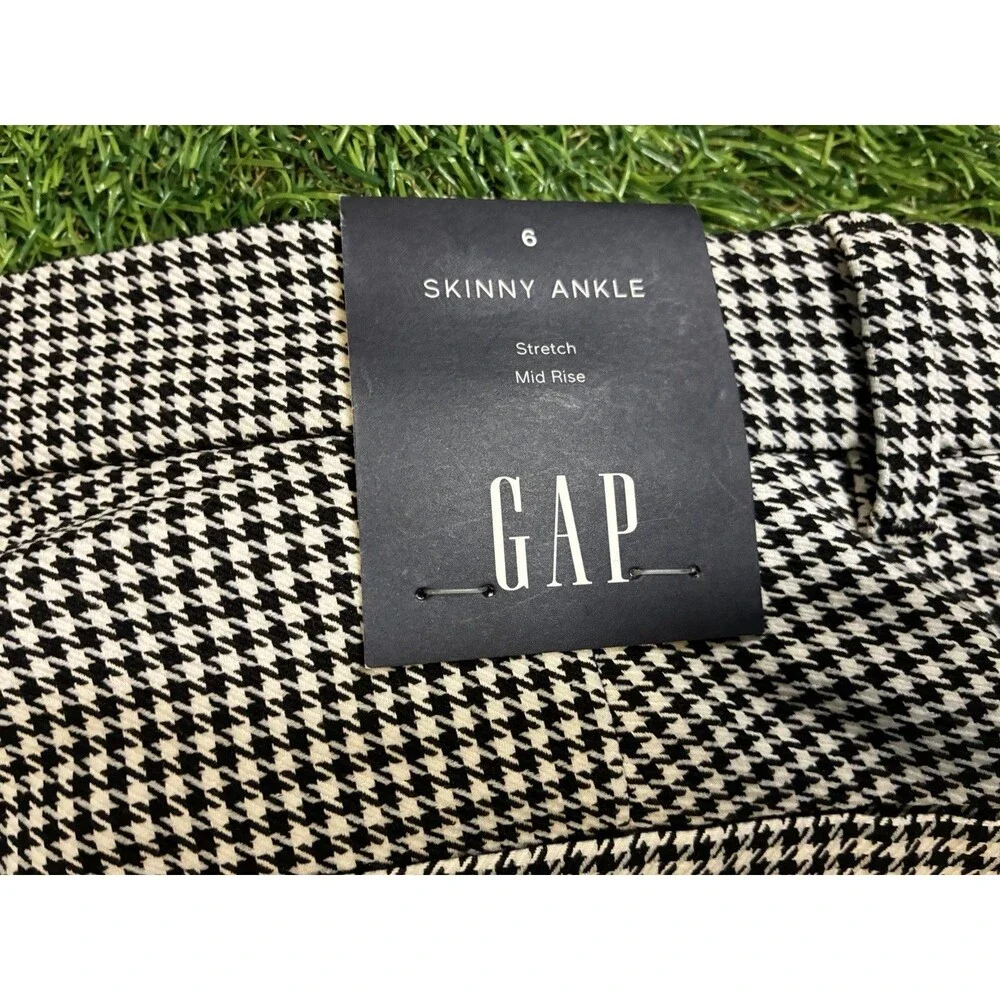 GAP Signature Skinny Ankle Pants Women’s Size 6 NWT Black White Houndstooth